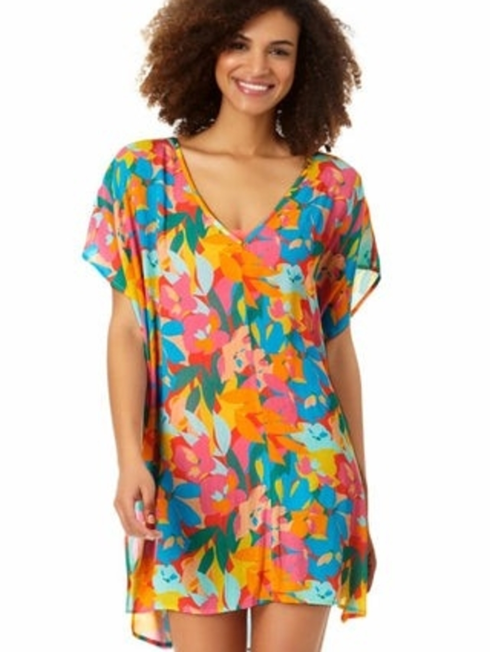 Anne Cole | Easy Tunic Swimsuit Cover Up Dress Tropical Floral Beach Summer XS/S